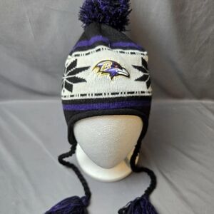New Era Baltimore Ravens NFL Purple with Ear Flaps Tie Strings